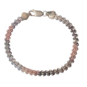 Twisted Rope Italian Bracelet 925 MILOR Made in Italy Tricolor